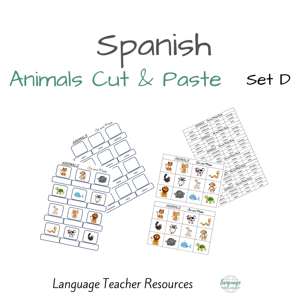 Spanish Animals Cut and Paste Set D - Language Teacher Resources